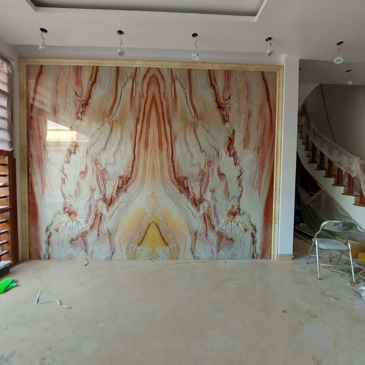 thi công tranh đá đối xứng